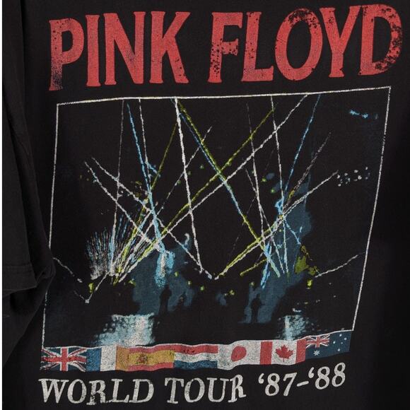 Pink Floyd T-Shirt Mens 3XL Black World Tour 1987 1988 Concert Graphic Rock Tee - Picture 2 of 5